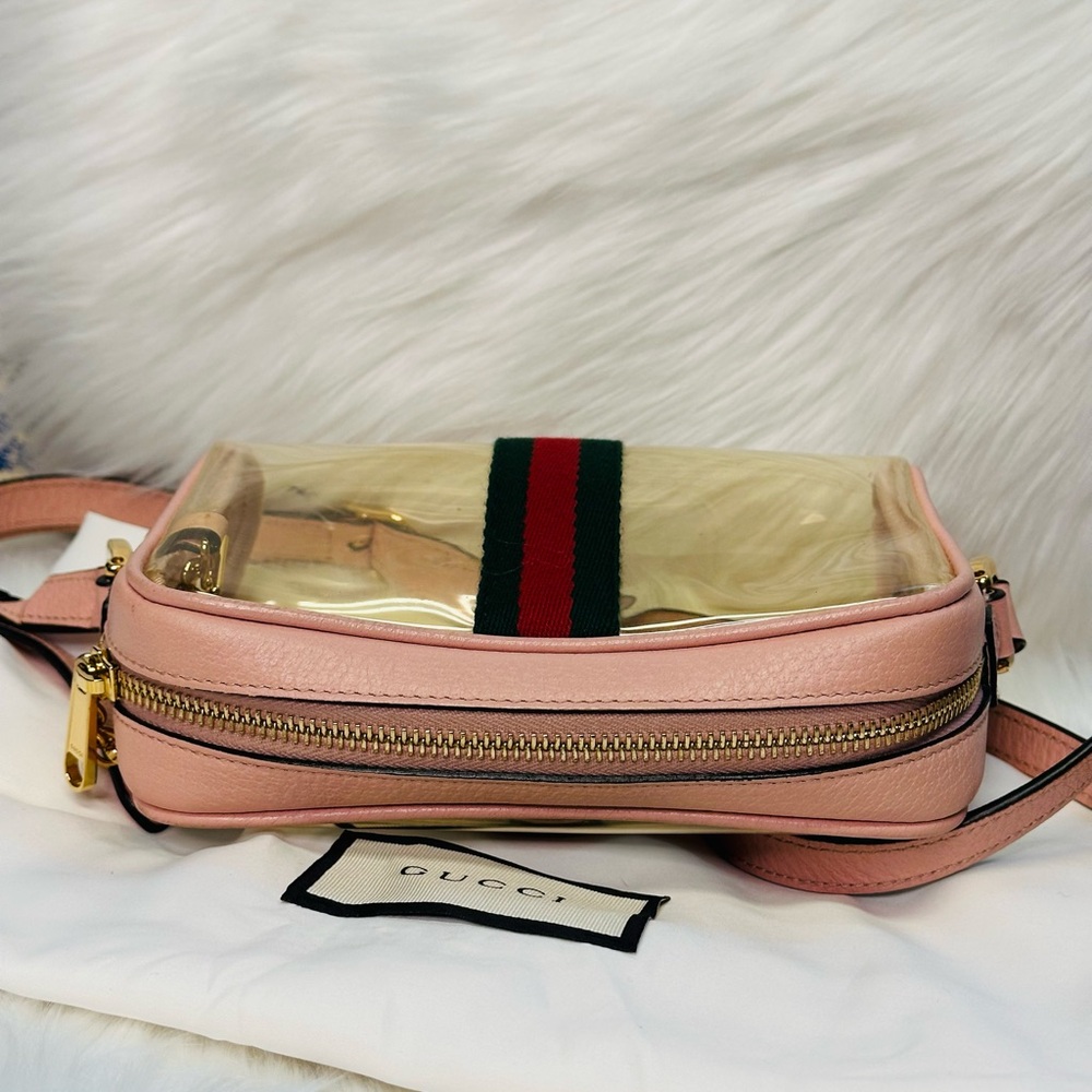 Gucci Pink Clear PVC Crossbody with Web Stripe and Gold Hardware - Picture 9 of 15